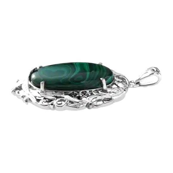 African Malachite Gemstone Pendant - Picture 4 of 5